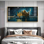 Golden Temple Night View Spiritual Art acrylic wall painting