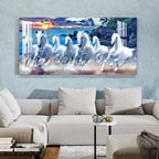 Seven White Horses Vastu Inspired Design acrylic wall painting