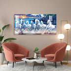 Seven White Horses Vastu Inspired Design acrylic wall painting