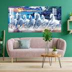 Seven White Horses Vastu Inspired Design acrylic wall painting