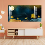 Golden Deer Moonlight Scenic Landscape acrylic wall painting