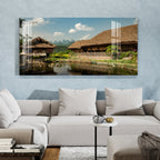 Peaceful Village Nature Landscape Scene acrylic wall painting