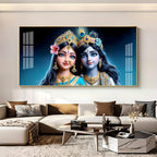 Adorable Radha Krishna Blue Theme Portrait acrylic wall painting