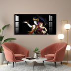 Elegant Radha Krishna Flute Art Black Theme acrylic wall painting