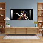 Elegant Radha Krishna Flute Art Black Theme acrylic wall painting