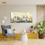 Modern Colorful Mountain Landscape with Trees Art acrylic wall painting