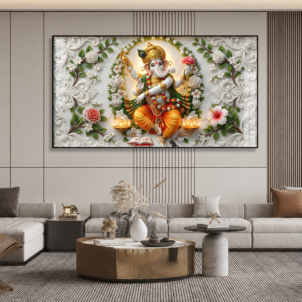 Premium Ganesh Ji Wall Painting Acrylic Art for Home Decor and Housewarming Gift