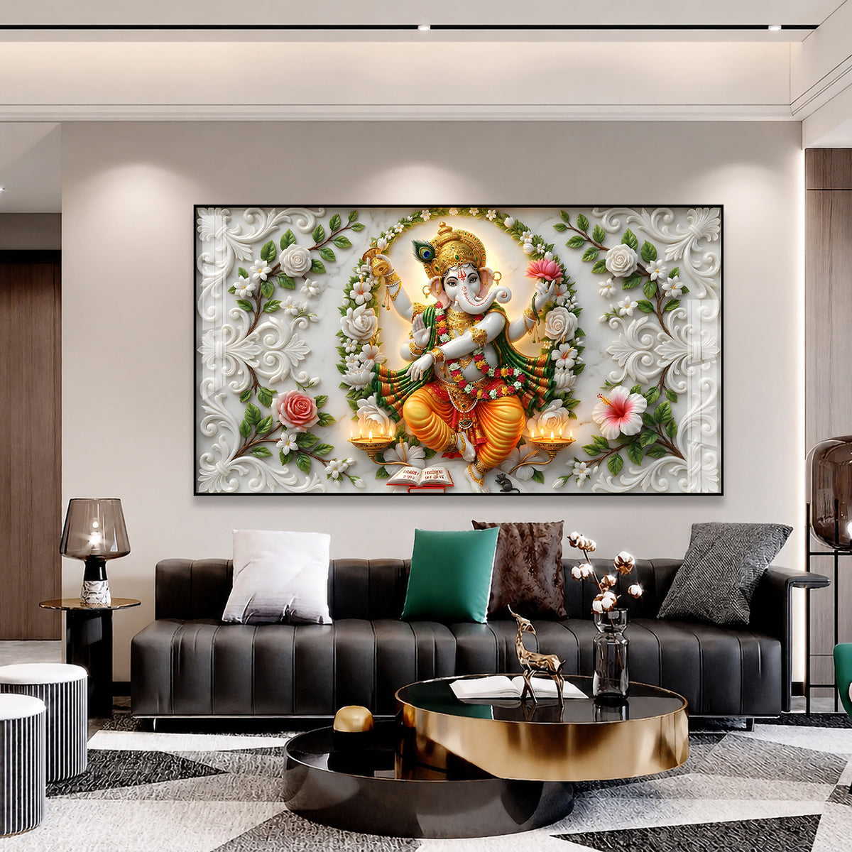 Premium Ganesh Ji Wall Painting Acrylic Art for Home Decor and Housewarming Gift
