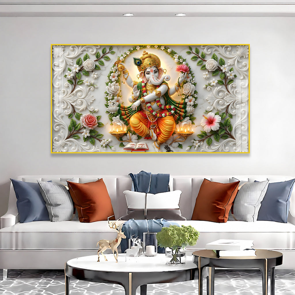 Premium Ganesh Ji Wall Painting Acrylic Art for Home Decor and Housewarming Gift