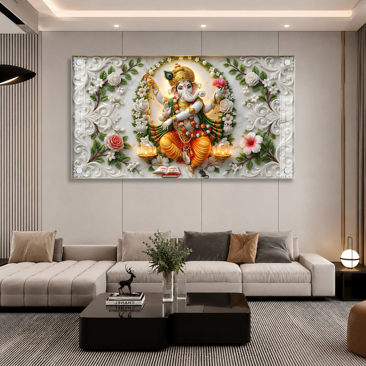 Premium Ganesh Ji Wall Painting Acrylic Art for Home Decor and Housewarming Gift