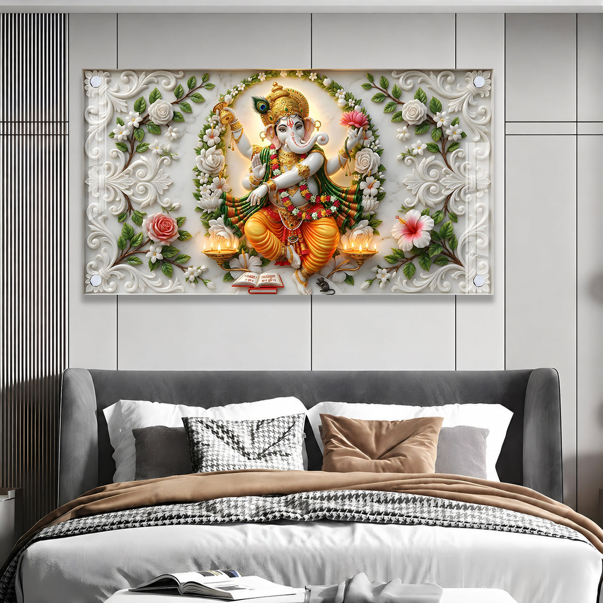 Premium Ganesh Ji Wall Painting Acrylic Art for Home Decor and Housewarming Gift
