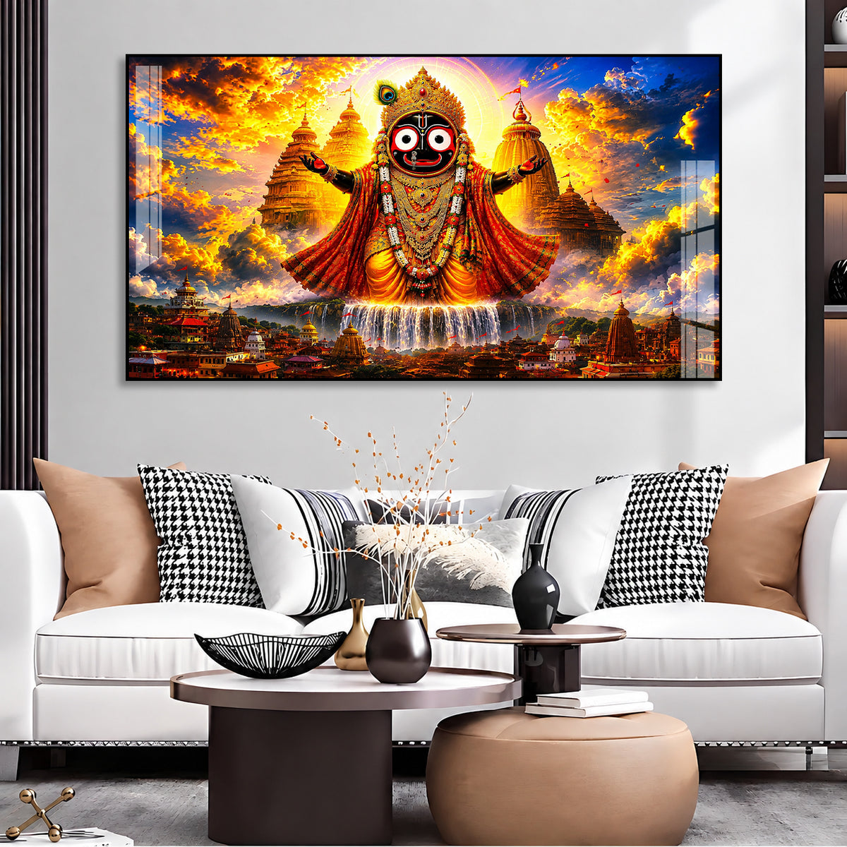 Lord Jagannath Puri Temple Acrylic Wall Painting for Home Temple Living Room Spiritual Decor