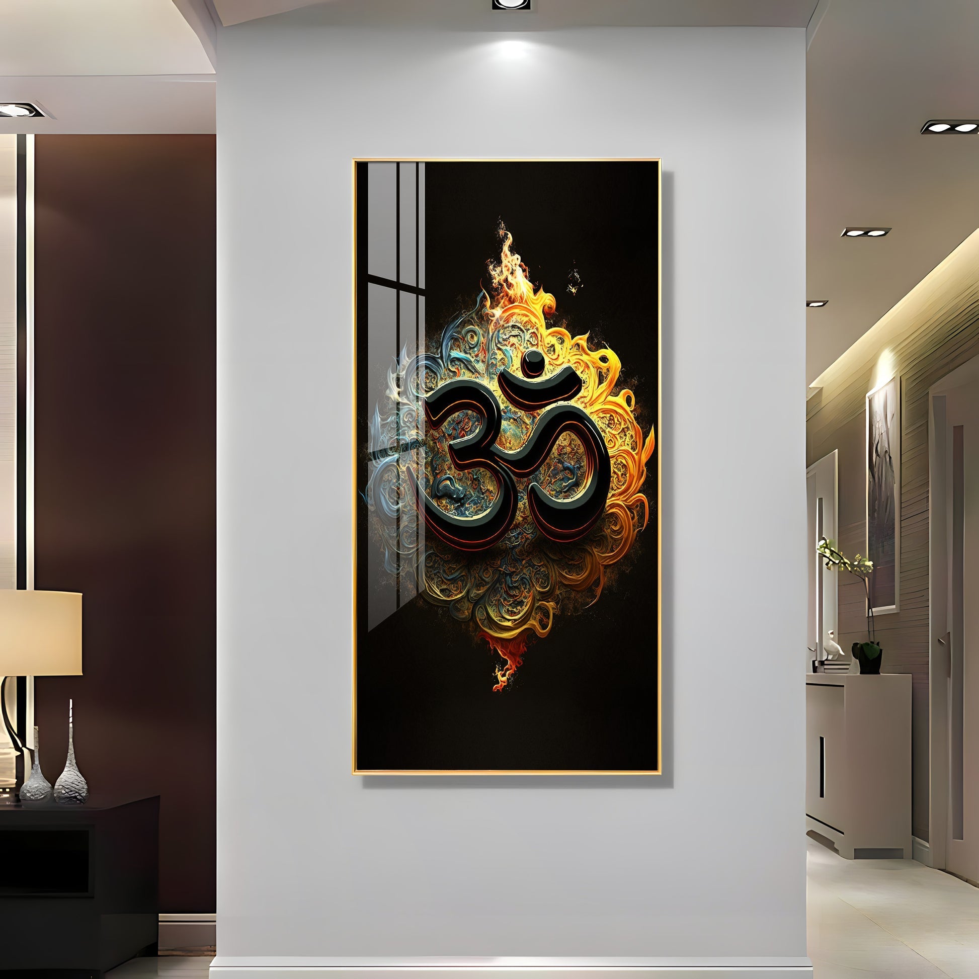 Premium 3D Effect Om Spiritual Acrylic Wall Decor for Home Mandir