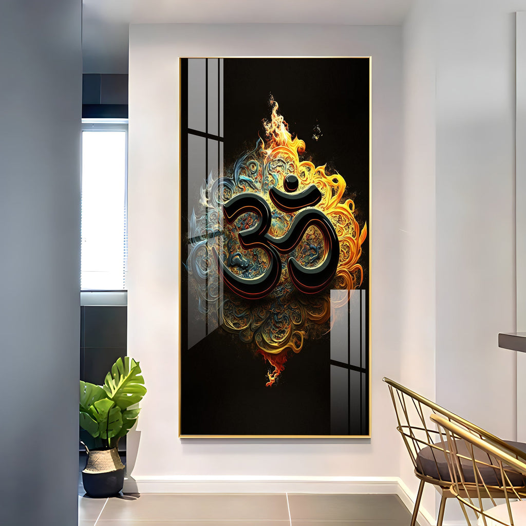 Premium 3D Effect Om Spiritual Acrylic Wall Decor for Home Mandir