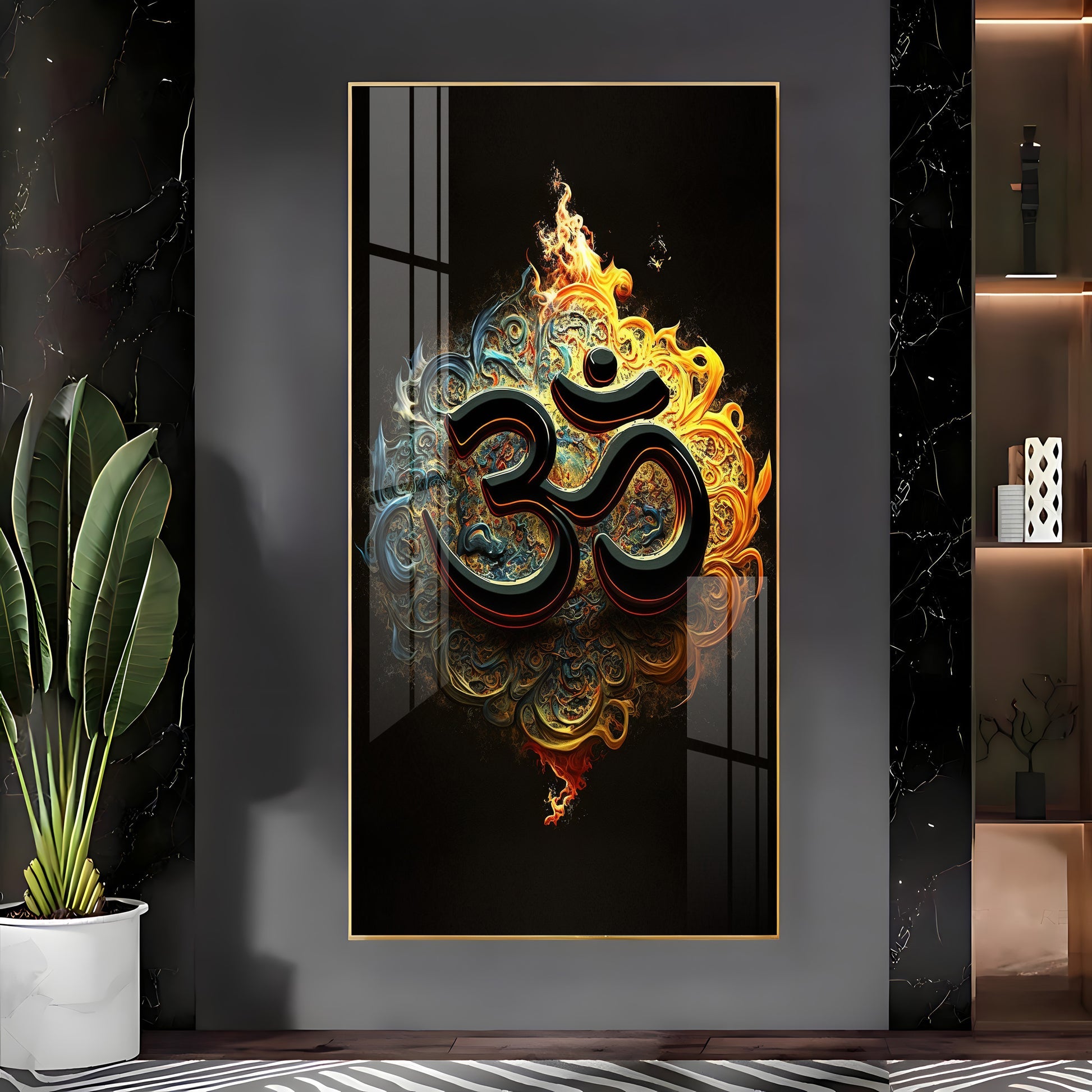 Premium 3D Effect Om Spiritual Acrylic Wall Decor for Home Mandir