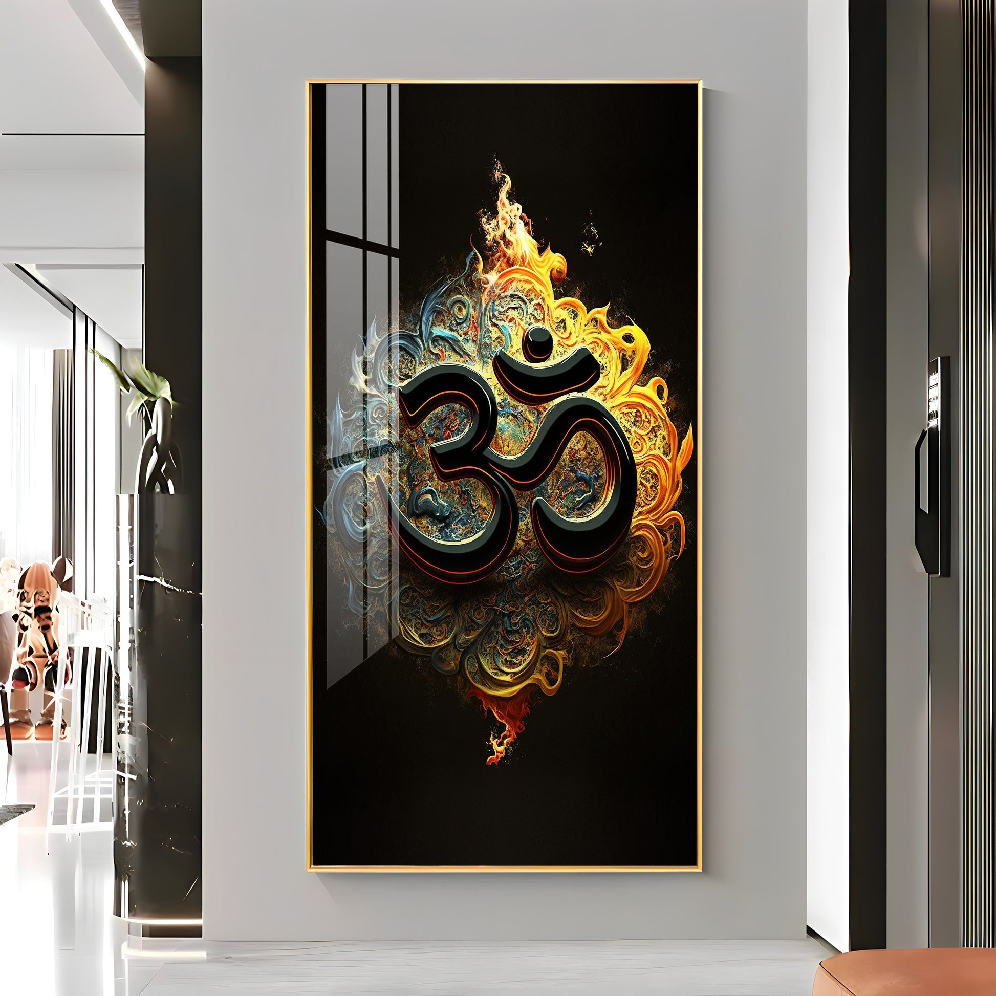 Premium 3D Effect Om Spiritual Acrylic Wall Decor for Home Mandir