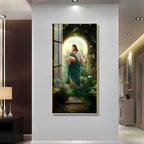 Peaceful Jesus with Sheep Acrylic Wall Painting for Living Room and Prayer Space