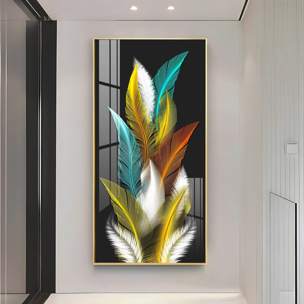 Stylish Decorative Feather Acrylic Wall Painting for Bedroom Living Room and Office Wall Decor
