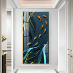Stylish Golden Fish Acrylic Wall Painting with Artistic Water Flow Pattern for Home Decor