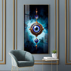 Modern Nazar Protection Acrylic Wall Painting with Blue Eye Symbol and Artistic Finish