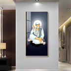 Sacred Sai Baba Wall Art Acrylic Painting with Calm Expression and Devotional Theme