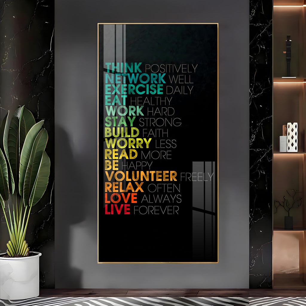 Inspirational typography acrylic wall painting with positive life quotes for office and living room