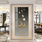 Modern deer design acrylic wall painting with golden abstract art for luxury home decor