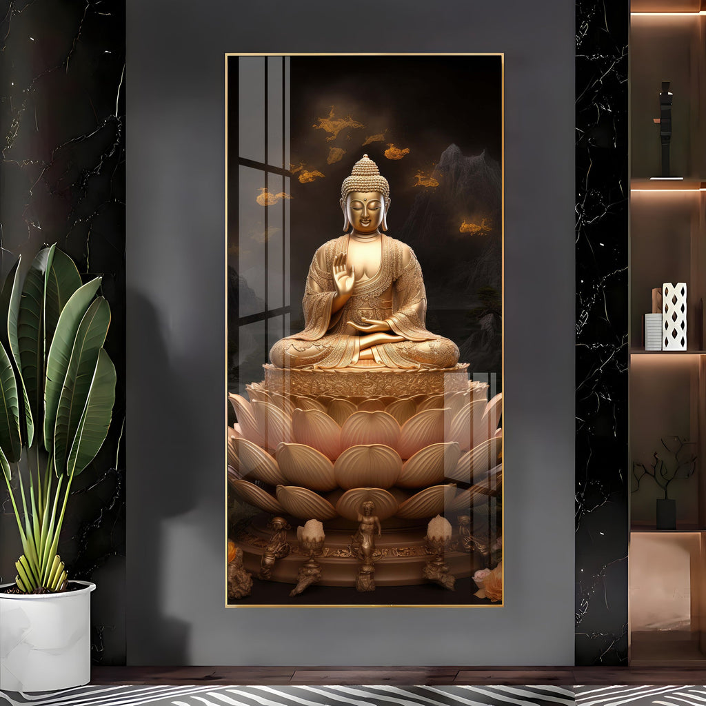 Premium Buddha spiritual art acrylic wall painting with calm and soothing aesthetic design