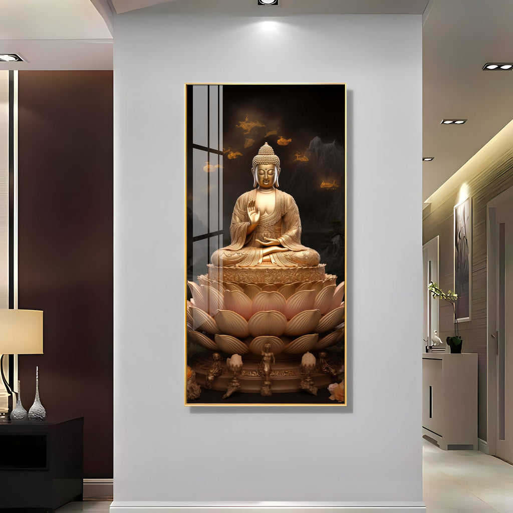 Premium Buddha spiritual art acrylic wall painting with calm and soothing aesthetic design