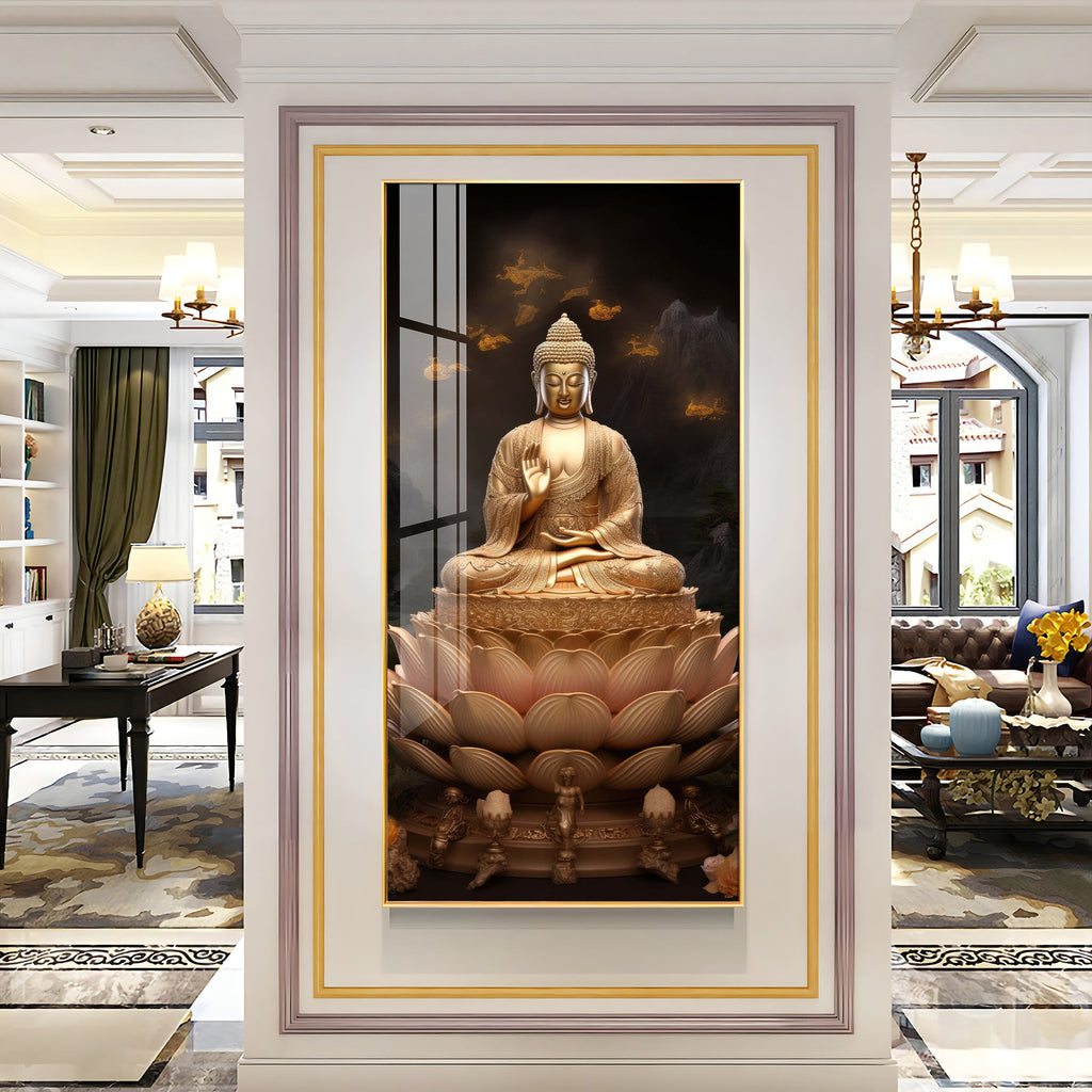 Premium Buddha spiritual art acrylic wall painting with calm and soothing aesthetic design