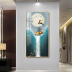 Elegant nature-inspired deer artwork acrylic wall painting with moonlight and flowing water design