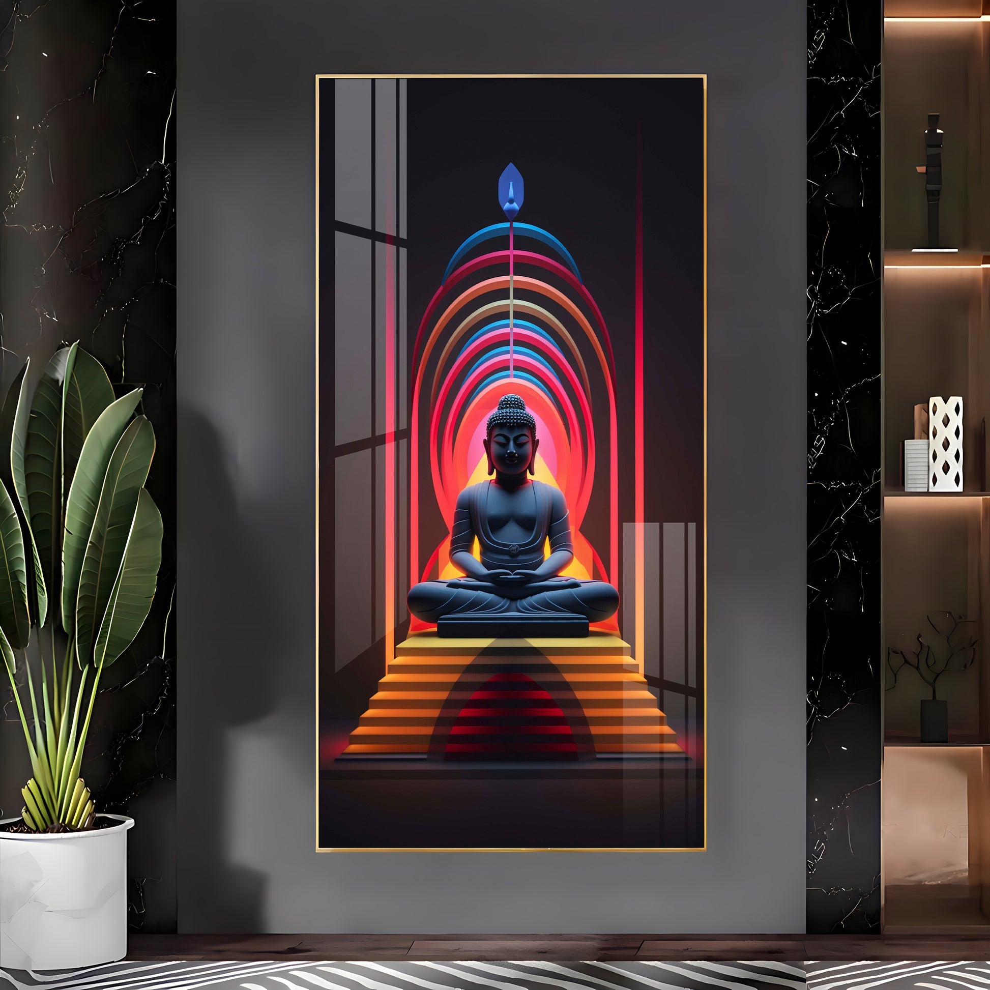 Premium colorful Buddha meditation artwork acrylic wall painting for living room and office decor