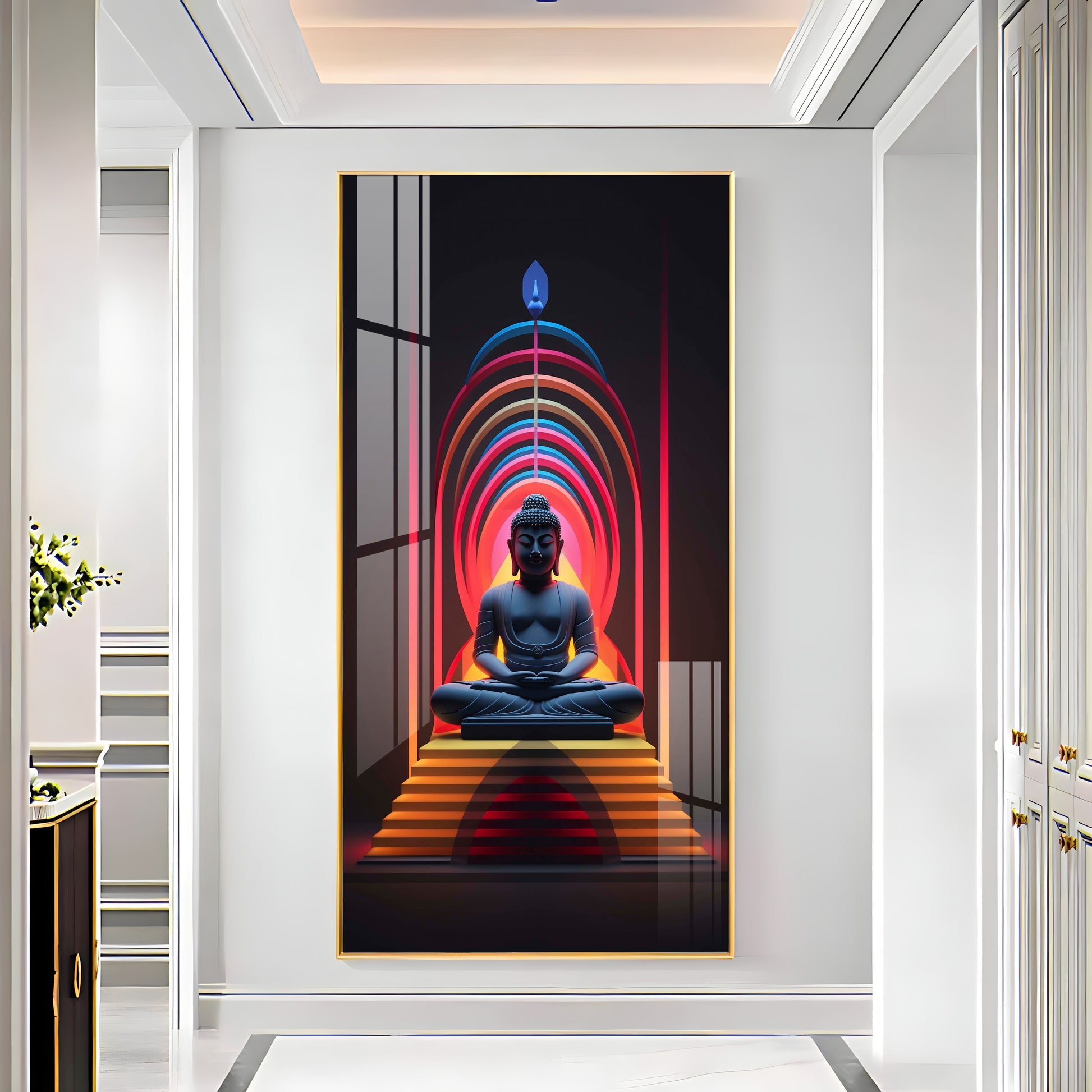Premium colorful Buddha meditation artwork acrylic wall painting for living room and office decor