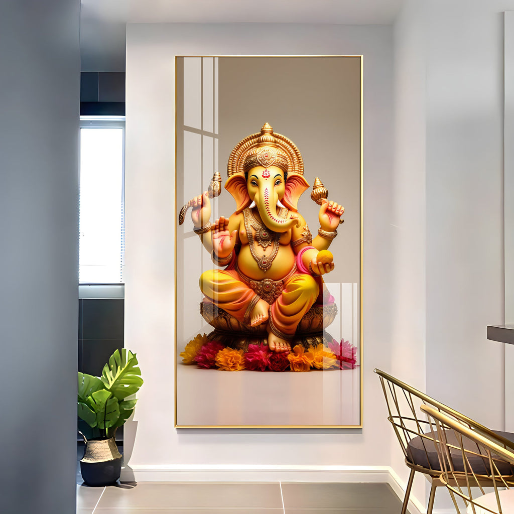Elegant Ganpati Bappa modern design acrylic wall painting for living room and entrance wall