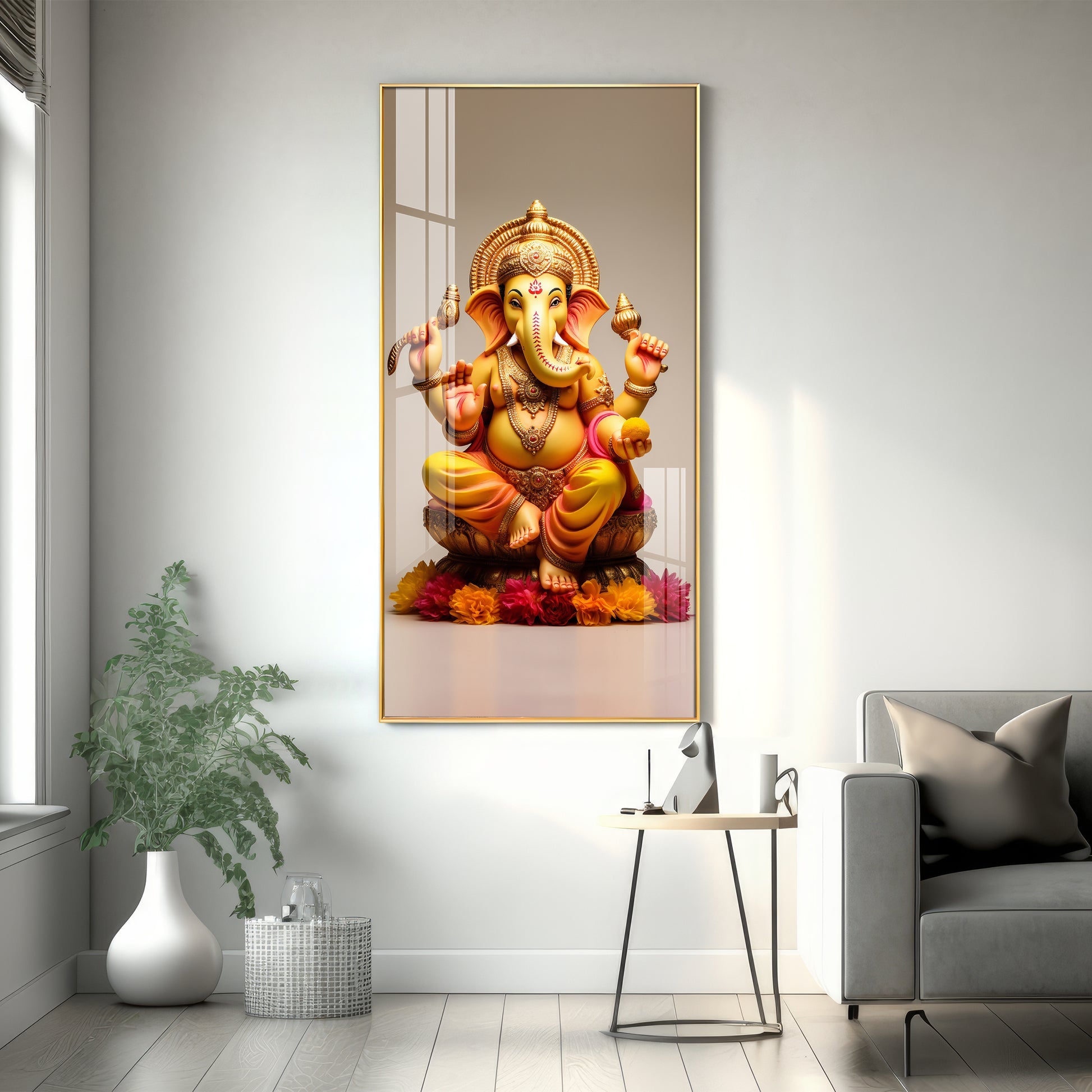 Elegant Ganpati Bappa modern design acrylic wall painting for living room and entrance wall