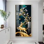 Elegant nature-inspired deer and blossom artwork acrylic wall painting for stylish home interiors