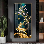 Elegant nature-inspired deer and blossom artwork acrylic wall painting for stylish home interiors