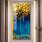 Luxury golden abstract forest design modern art acrylic wall painting for elegant home decor