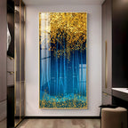 Luxury golden abstract forest design modern art acrylic wall painting for elegant home decor
