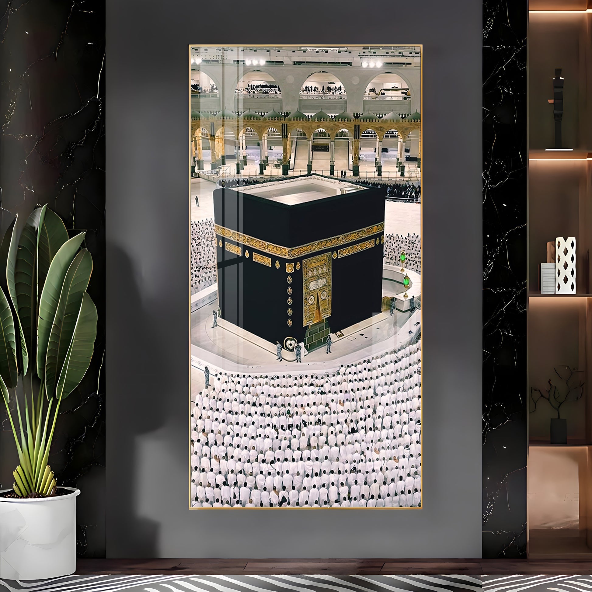 Beautiful Mecca Kaaba crowd worship scene acrylic wall painting for modern religious home styling