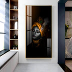 Shree Krishna dark aesthetic devotional artwork acrylic wall painting for living room and pooja room