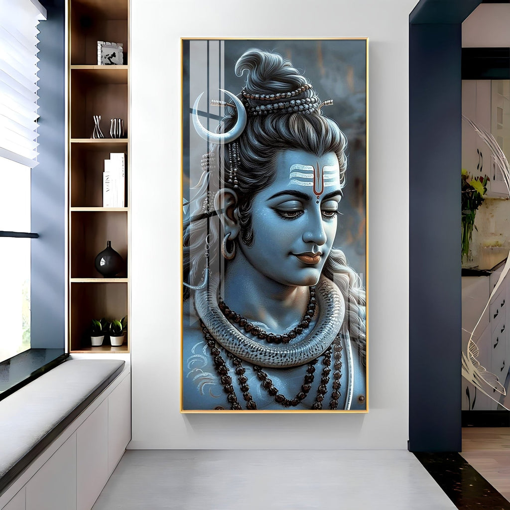 Lord Shiva Peaceful Expression Divine Acrylic Wall Painting for Wall Decor
