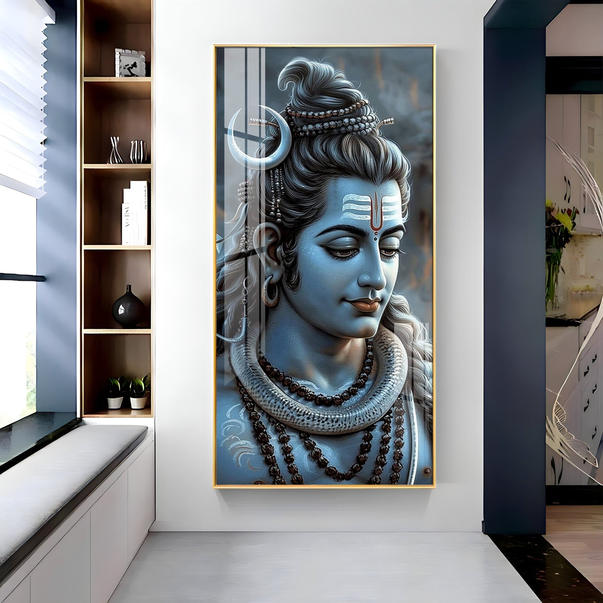 Lord Shiva Peaceful Expression Divine Acrylic Wall Painting for Wall Decor