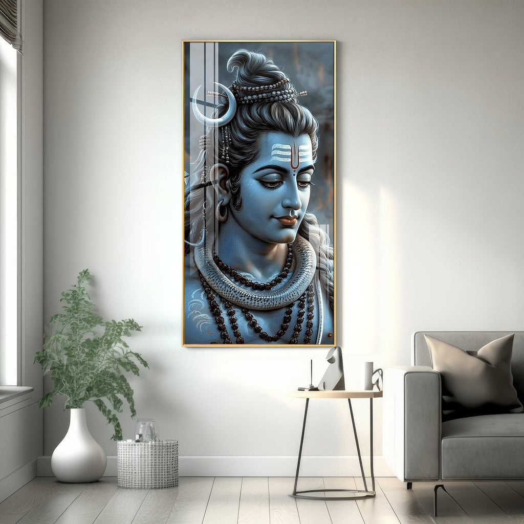 Lord Shiva Peaceful Expression Divine Acrylic Wall Painting for Wall Decor