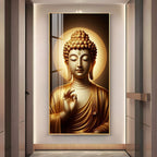 Golden Buddha Calm Face Meditation Acrylic Wall Painting for Modern Interior Decor