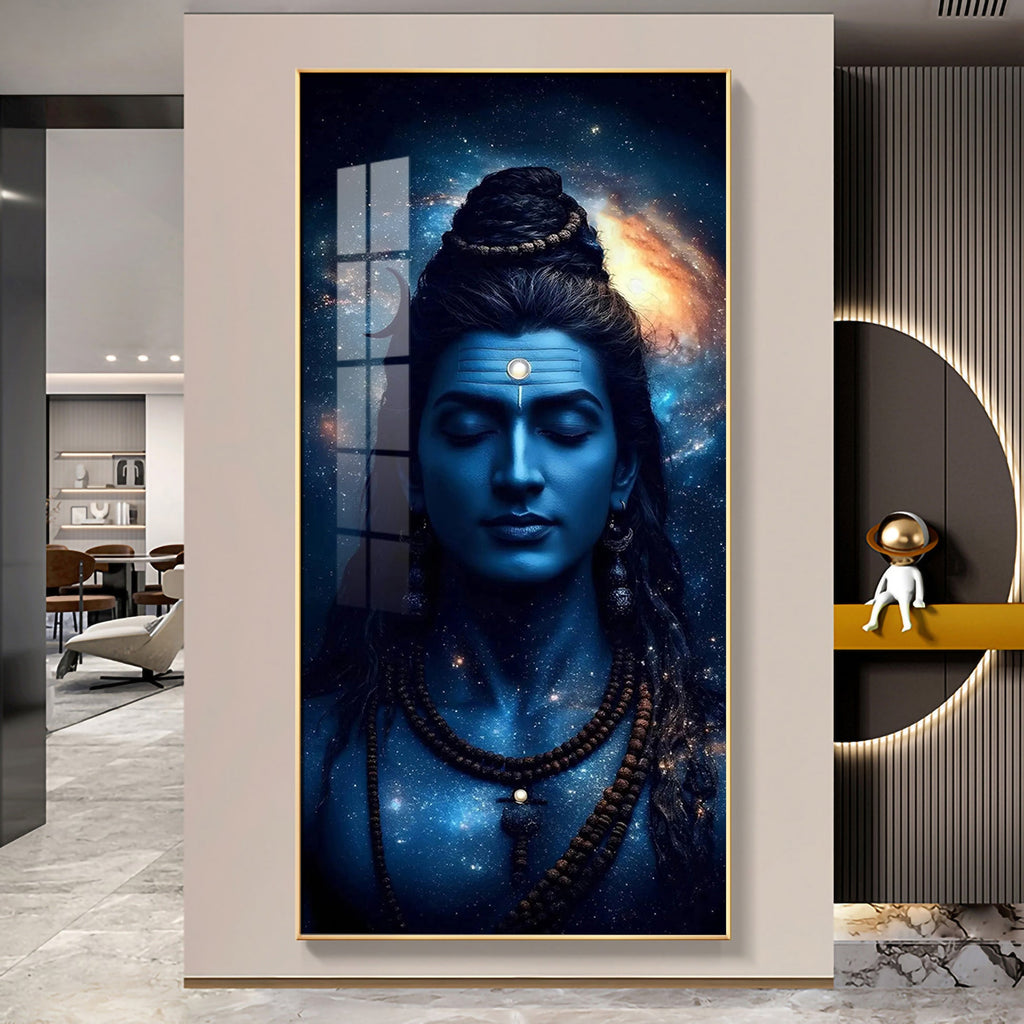 Mahakal Peaceful Cosmic Face Acrylic Wall Painting for Home Decoration