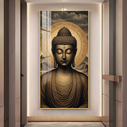 Gautam Buddha Serenity Vintage Style Acrylic Wall Painting for Wall Decor
