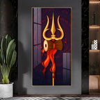 Lord Shiva Trishul Damru Spiritual Acrylic Wall Painting for Home Decor