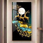 Premium Golden Deer Abstract Art Acrylic Wall Painting for Wall Decoration