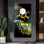 Premium Golden Deer Abstract Art Acrylic Wall Painting for Wall Decoration